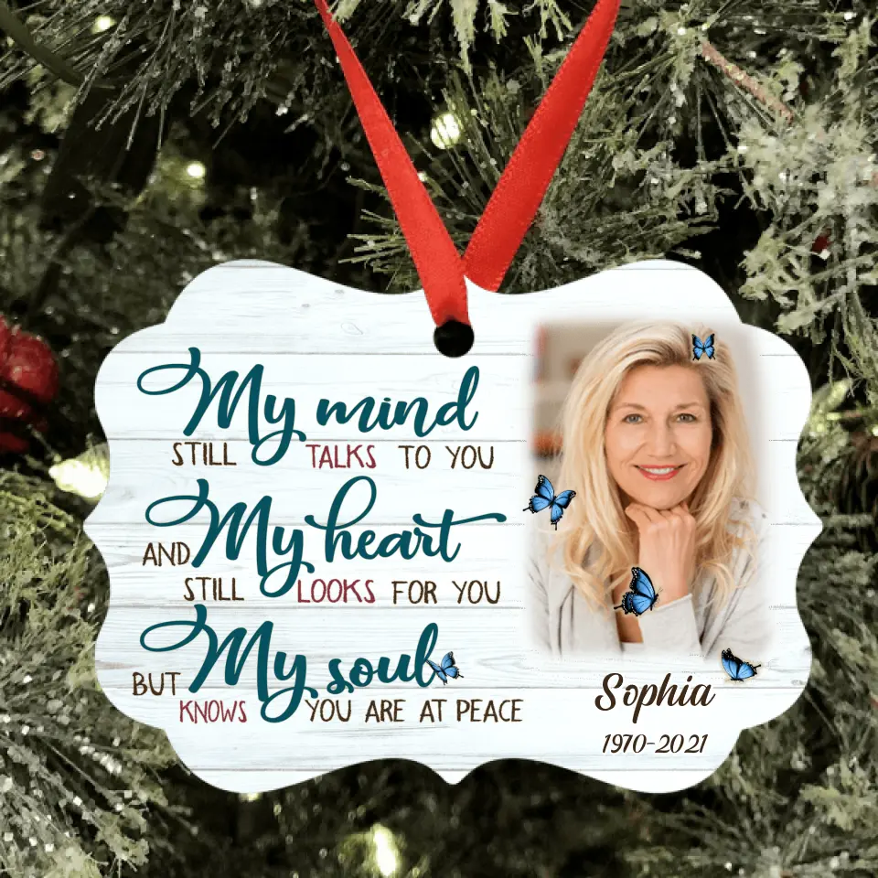 Personalized Photo Rectangle Ornament - My Mind Still Talks To You