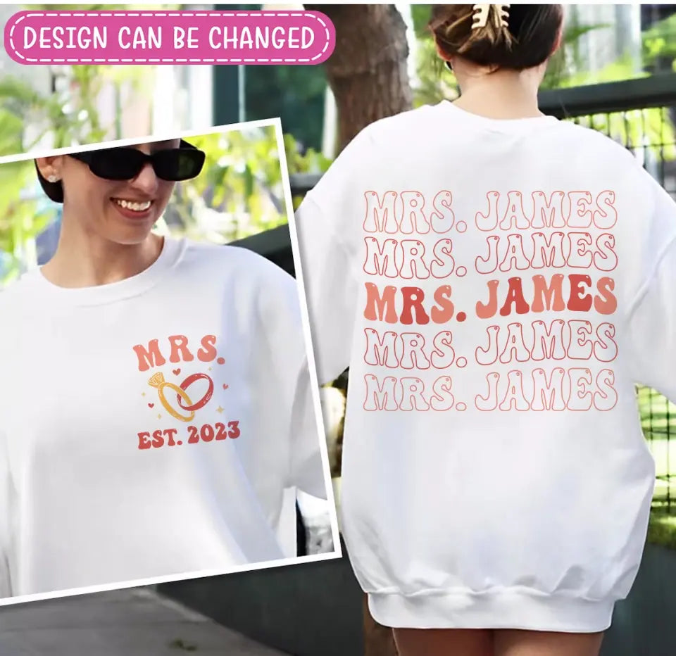 Personalized Bride Honey Moon AOP Sweater - Engagement Gift For Bride - Mrs Est. 2024