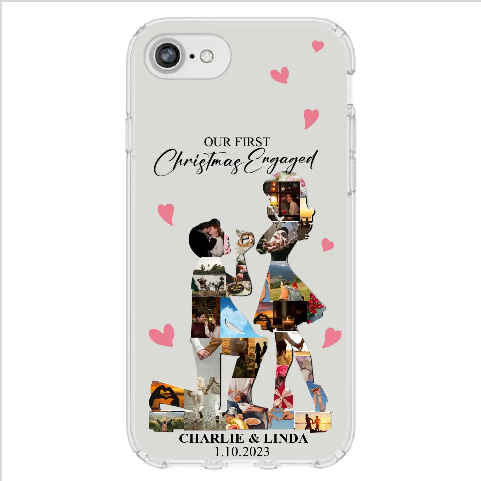 Custom Personalized Couple Photo Phone Case - Gift Idea For Couple/Him/Her - Upload Photo - Case For iPhone/Samsung - Our First Christmas Engaged
