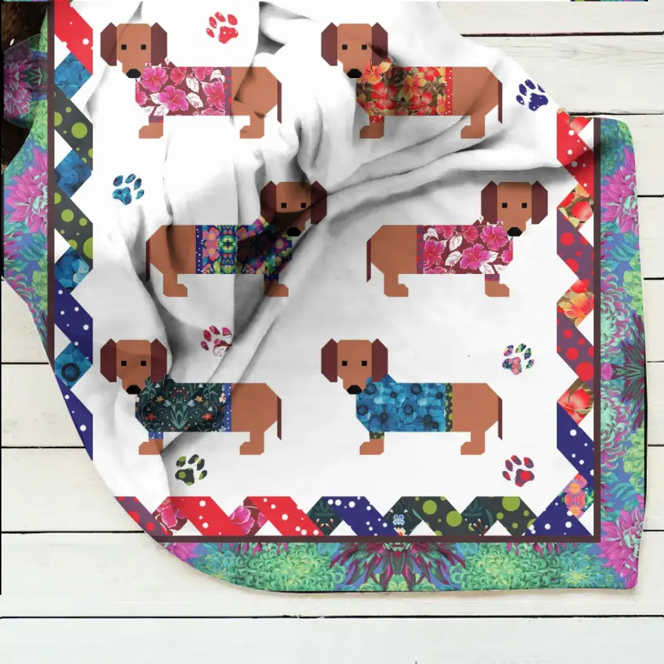 Lovely Dachshund Dog Fleece Throw Blanket & Quilt - Gift Idea for Dog Lovers