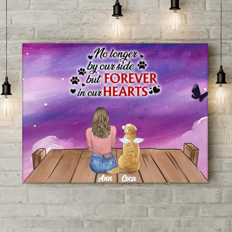 Personalized Memorial Pet Canvas - Memorial Gift For Dog/Cat Lover - Man/Woman/Couple With Up to 4 Pets - Best Friends Are Never Forgotten