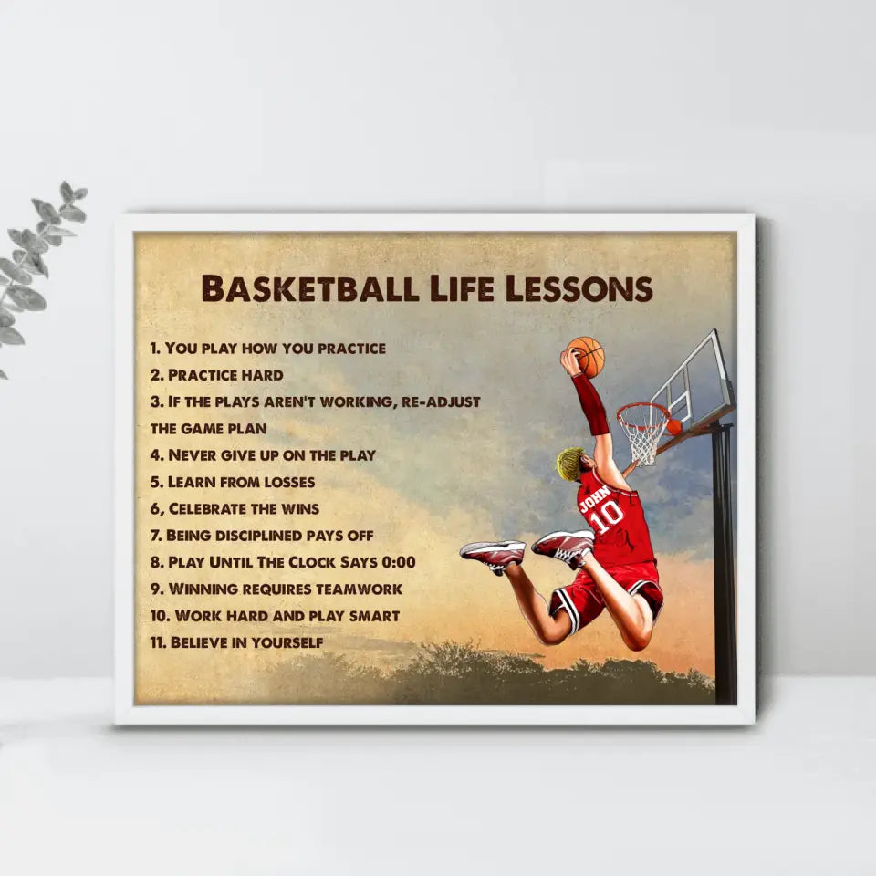 Personalized Basketball Unframed Horizontal Poster - Gift Idea For Basketball Lovers/Son/Grandson - Basketball Life Lessons