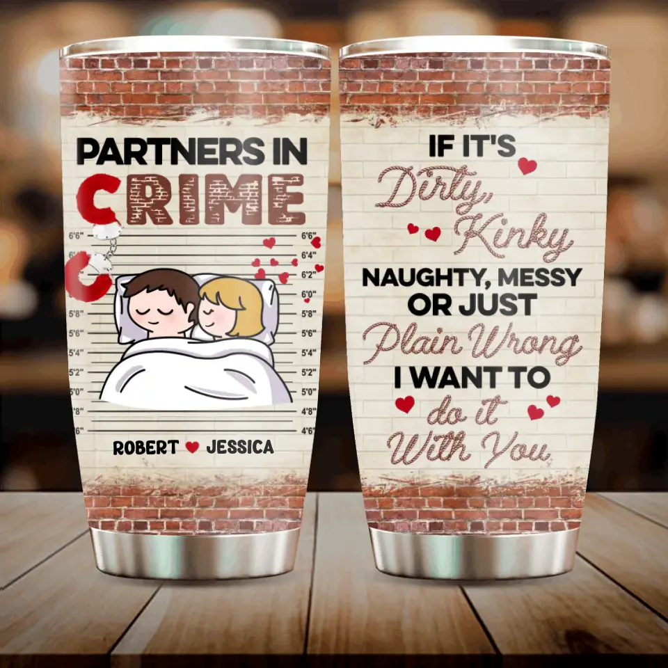 Personalized Couple Tumbler - Gift Idea For Couple/Him/Her - Partners In Crime