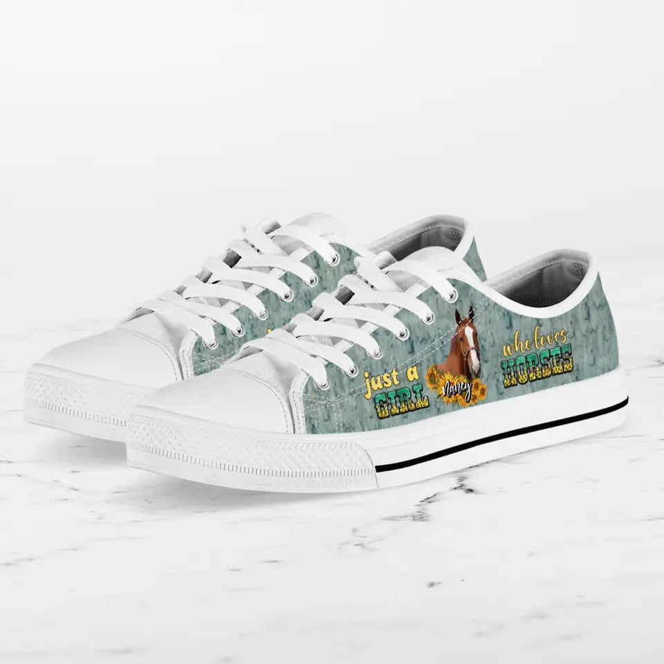 Personalized Horse Photo Canvas Sneakers - Gift Idea for Horse Lovers - Just A Girl Who Loves Horses