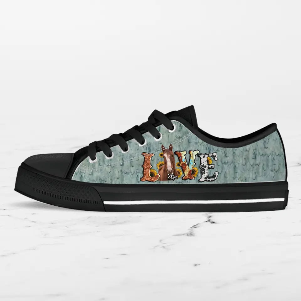 Personalized Love Horse Photo Canvas Sneakers - Gift Idea for Horse Lovers