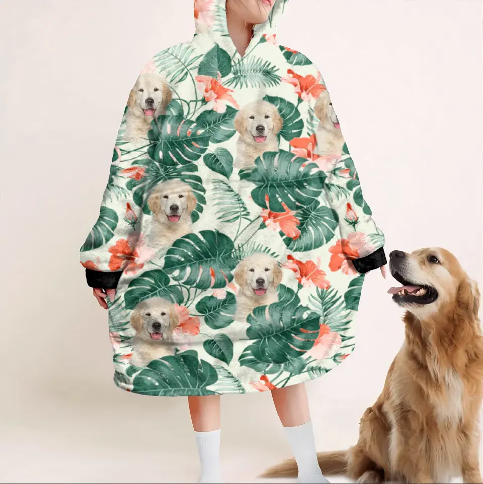 Personalized Dog Photo Blanket Hoodie - Upload Photo - Gift Idea For Dog Lover