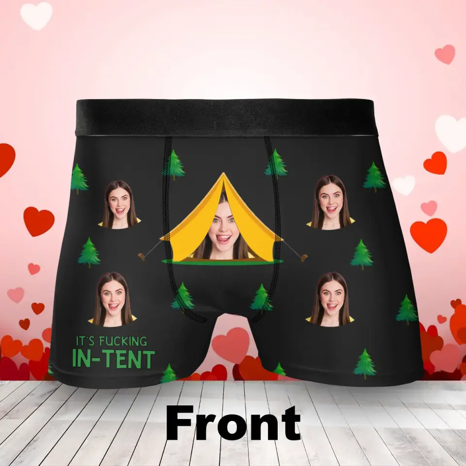 Personalized Funny Camper Couple Men's Boxer Briefs - Upload Photo - Funny/Valentines Gift Idea For Men, Boyfriend, Husband -  It's Fucking In-tent