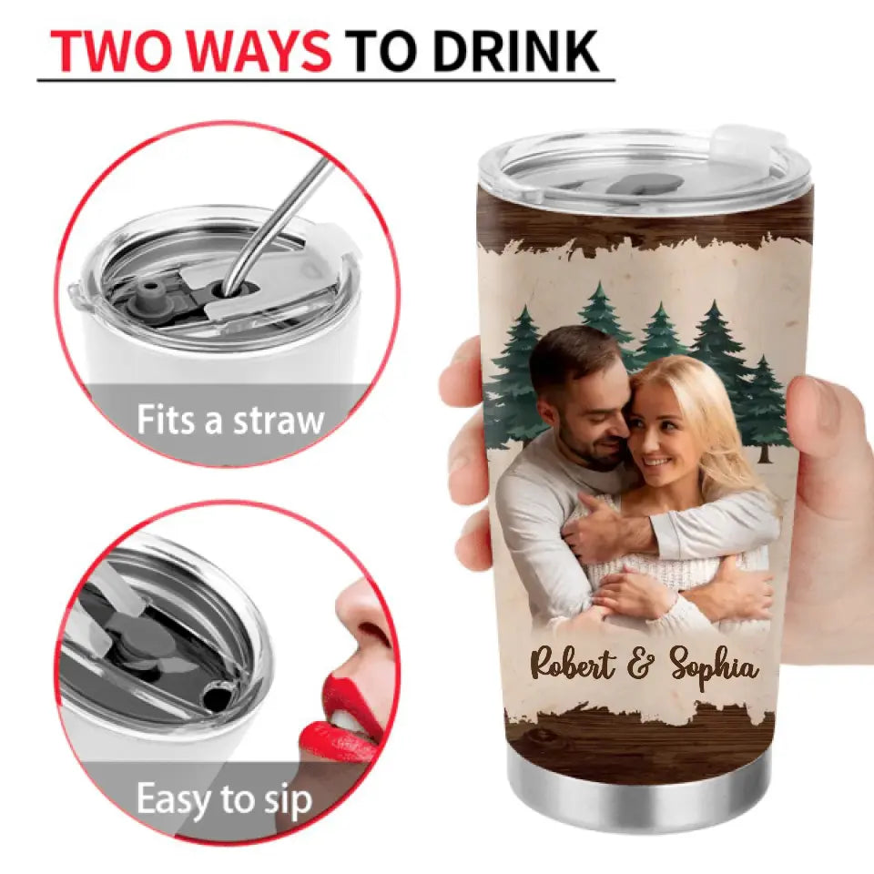 Personalized Couple Photo Tumbler - Gift Idea For Couple/Him/Her/Valentine's Day/Camping Lovers - I Want To Hold Your Hand At 80