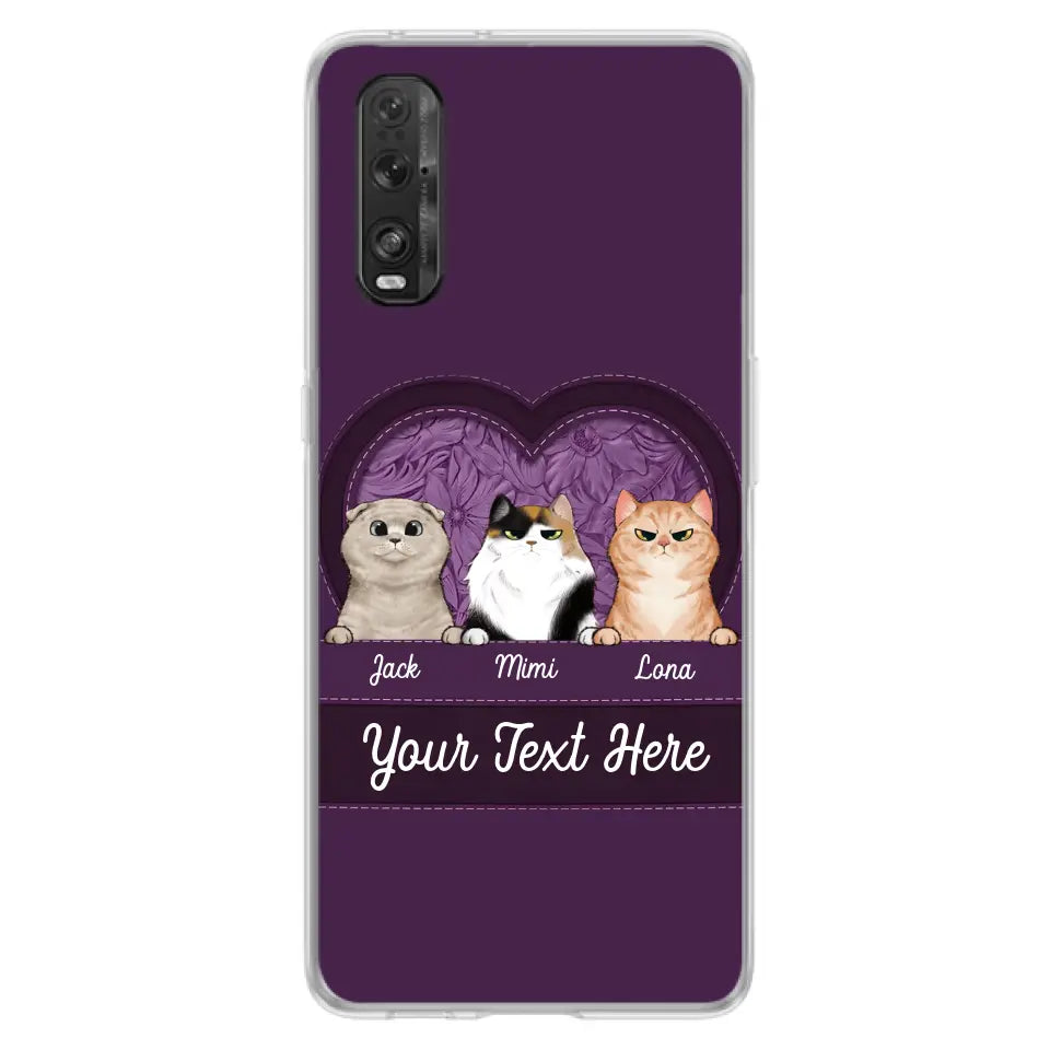Custom Personalized Cat Phone Case For Oppo/Xiaomi/Huawei - Gift Idea For Cat Lovers- Up to 3 Cats - Cat In Heart
