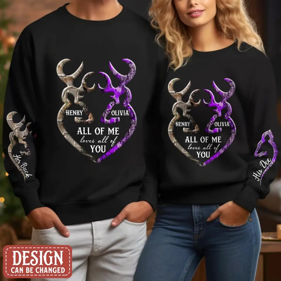 Personalized Couple AOP Sweater - Valentine's Day Gift Idea for Couple - All Of Me Loves All Of You