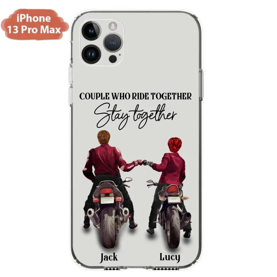 Personalized Riding Couple Phone Case - Gift Idea For Couple/Valentines Day/Her/Him - Couple Who Ride Together Stay Together - Case For Iphone/Samsung