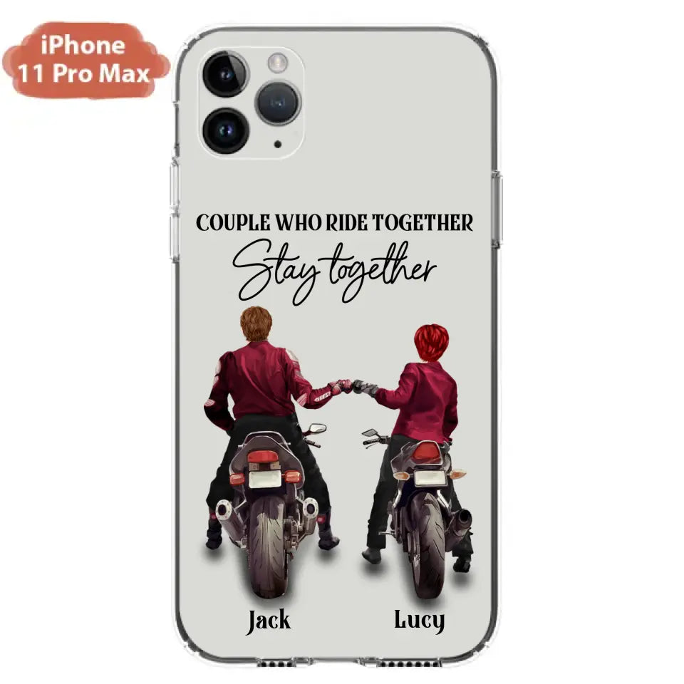 Personalized Riding Couple Phone Case - Gift Idea For Couple/Valentines Day/Her/Him - Couple Who Ride Together Stay Together - Case For Iphone/Samsung