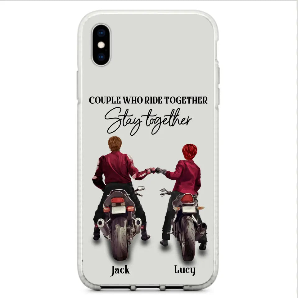 Personalized Riding Couple Phone Case - Gift Idea For Couple/Valentines Day/Her/Him - Couple Who Ride Together Stay Together - Case For Iphone/Samsung