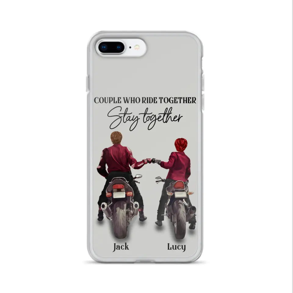 Personalized Riding Couple Phone Case - Gift Idea For Couple/Valentines Day/Her/Him - Couple Who Ride Together Stay Together - Case For Iphone/Samsung