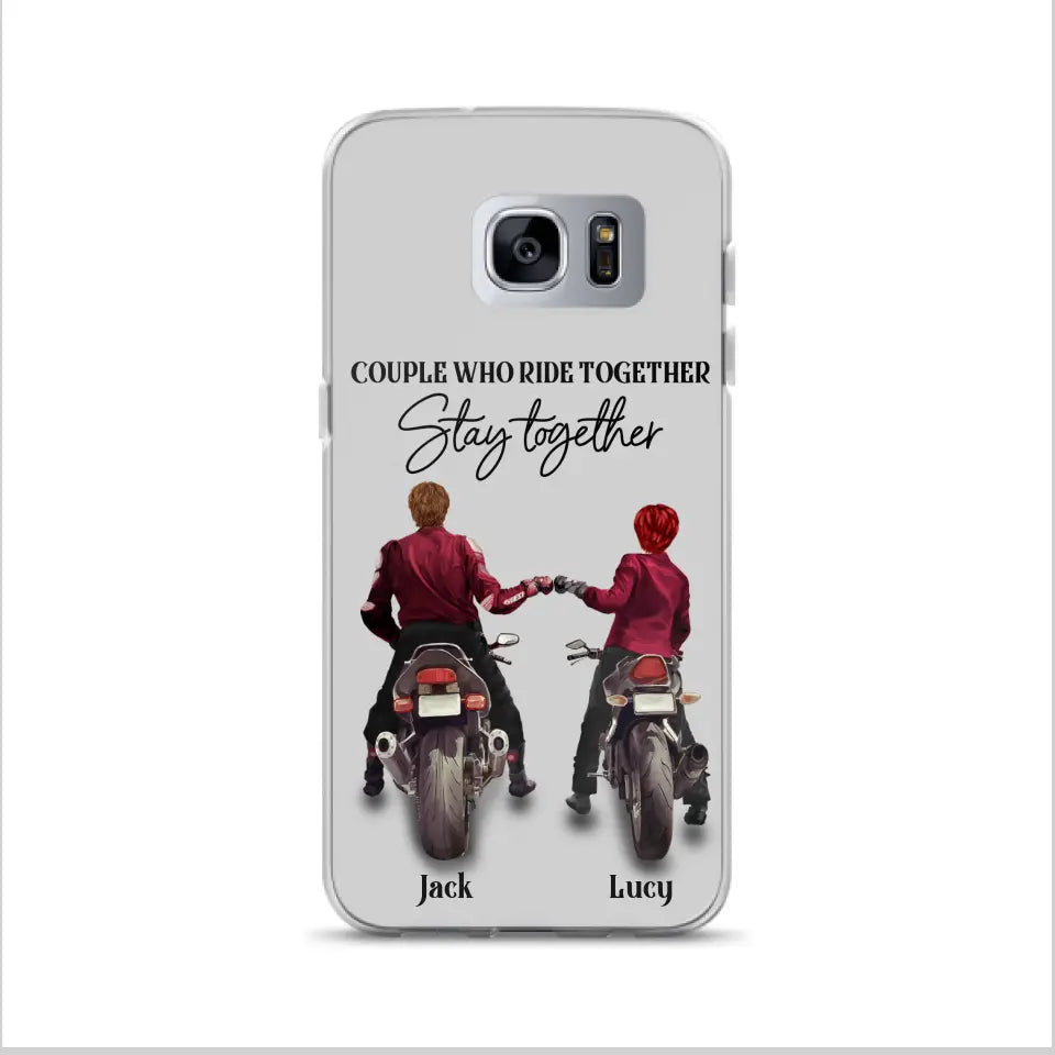 Personalized Riding Couple Phone Case - Gift Idea For Couple/Valentines Day/Her/Him - Couple Who Ride Together Stay Together - Case For Iphone/Samsung