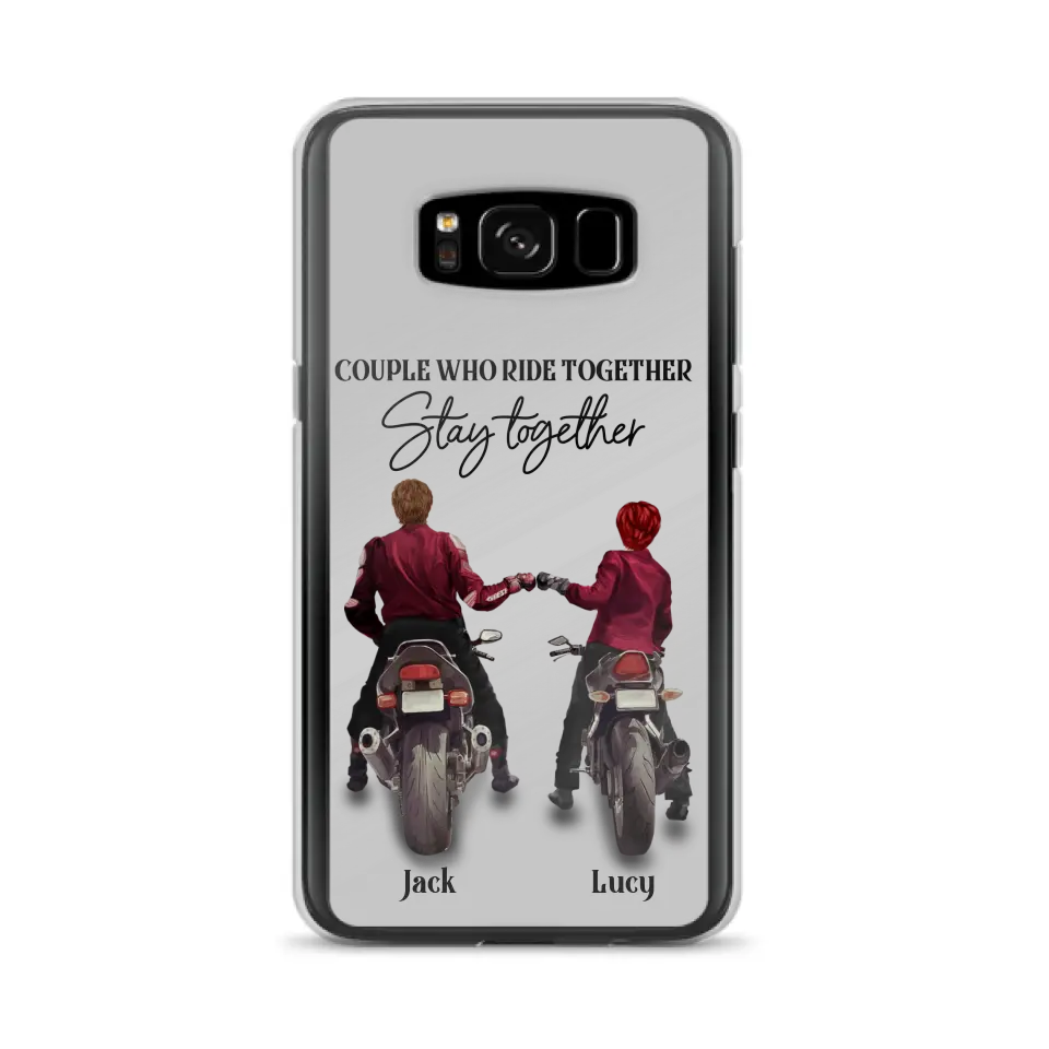 Personalized Riding Couple Phone Case - Gift Idea For Couple/Valentines Day/Her/Him - Couple Who Ride Together Stay Together - Case For Iphone/Samsung