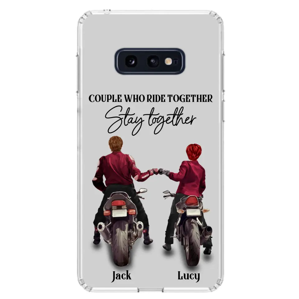 Personalized Riding Couple Phone Case - Gift Idea For Couple/Valentines Day/Her/Him - Couple Who Ride Together Stay Together - Case For Iphone/Samsung