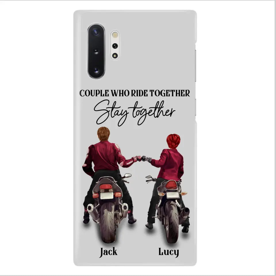 Personalized Riding Couple Phone Case - Gift Idea For Couple/Valentines Day/Her/Him - Couple Who Ride Together Stay Together - Case For Iphone/Samsung