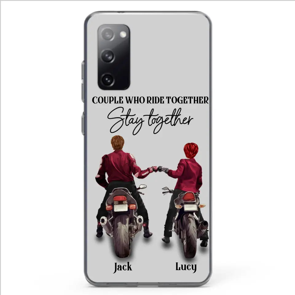 Personalized Riding Couple Phone Case - Gift Idea For Couple/Valentines Day/Her/Him - Couple Who Ride Together Stay Together - Case For Iphone/Samsung