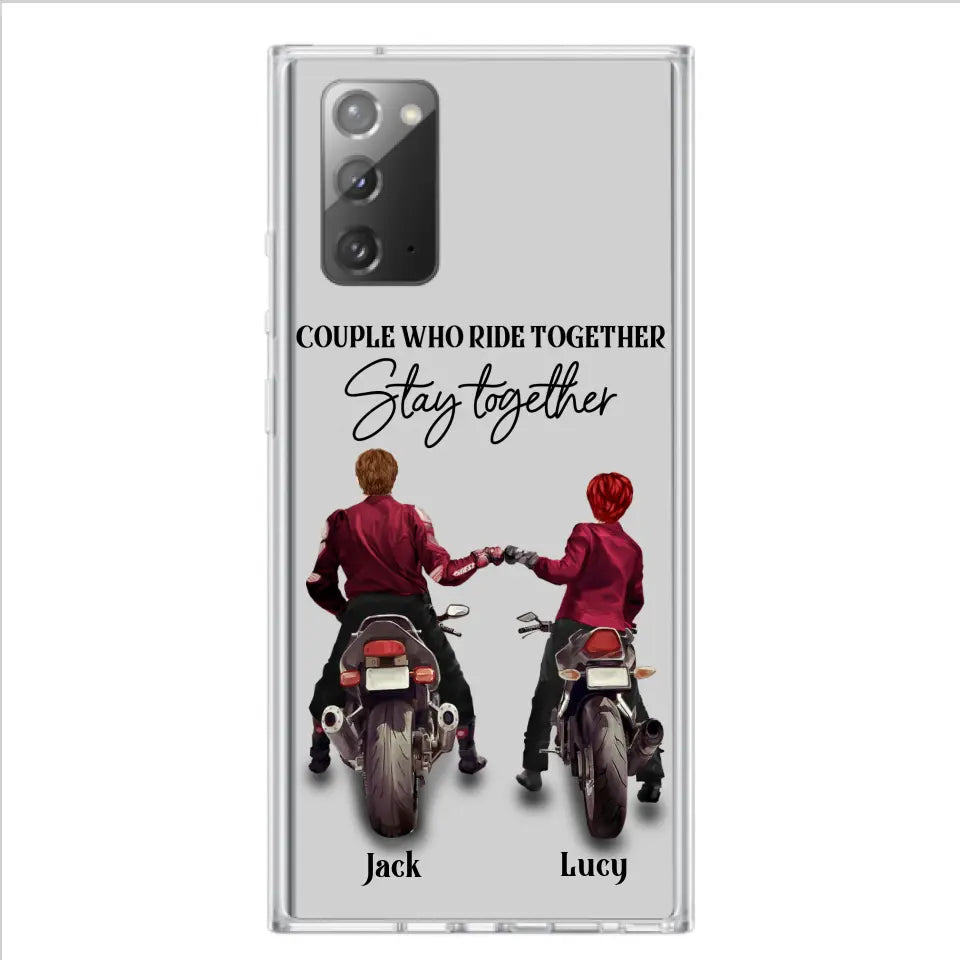 Personalized Riding Couple Phone Case - Gift Idea For Couple/Valentines Day/Her/Him - Couple Who Ride Together Stay Together - Case For Iphone/Samsung
