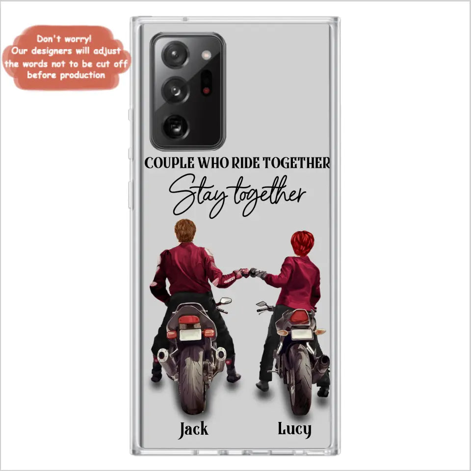 Personalized Riding Couple Phone Case - Gift Idea For Couple/Valentines Day/Her/Him - Couple Who Ride Together Stay Together - Case For Iphone/Samsung