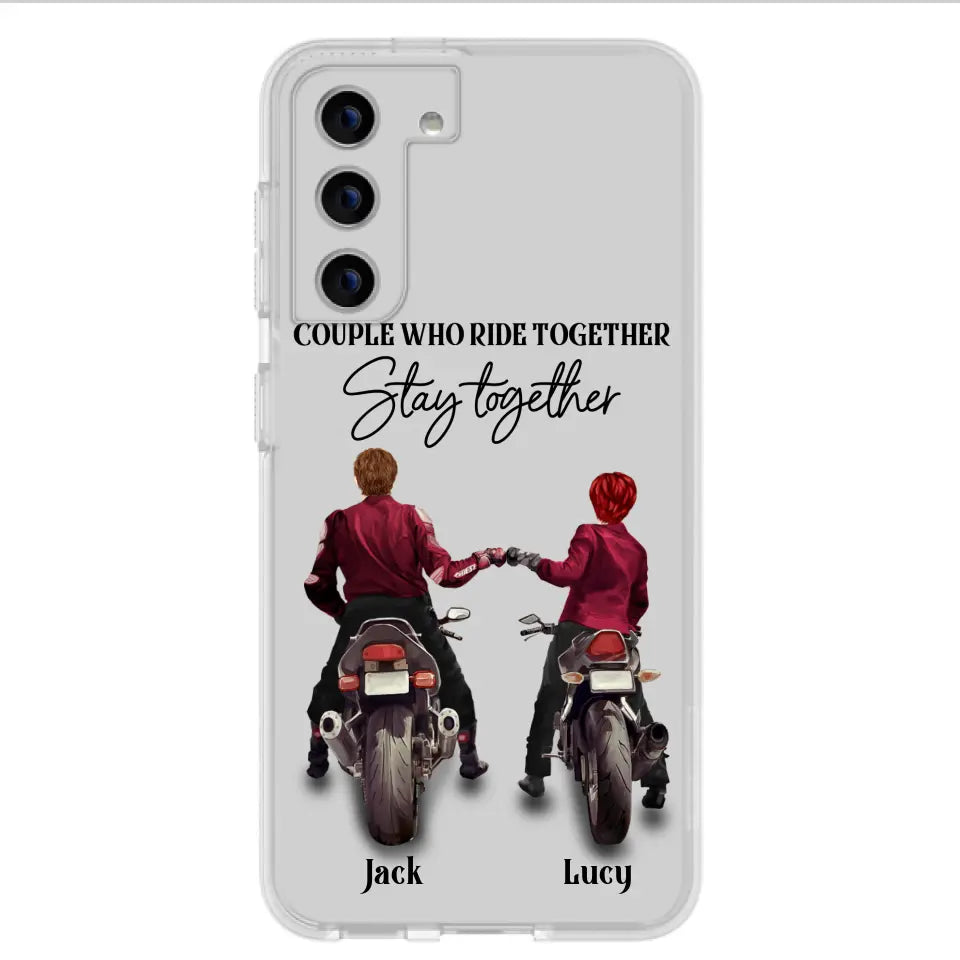 Personalized Riding Couple Phone Case - Gift Idea For Couple/Valentines Day/Her/Him - Couple Who Ride Together Stay Together - Case For Iphone/Samsung