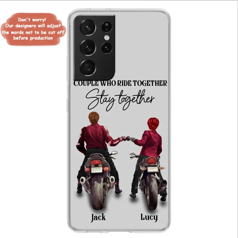 Personalized Riding Couple Phone Case - Gift Idea For Couple/Valentines Day/Her/Him - Couple Who Ride Together Stay Together - Case For Iphone/Samsung