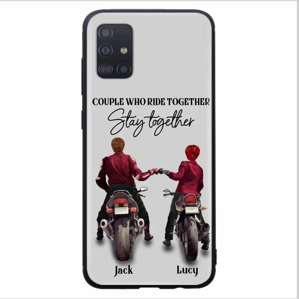 Personalized Riding Couple Phone Case - Gift Idea For Couple/Valentines Day/Her/Him - Couple Who Ride Together Stay Together - Case For Iphone/Samsung