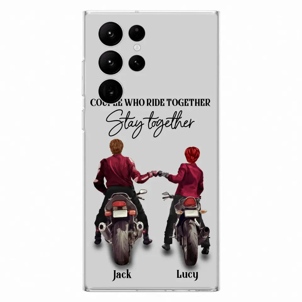 Personalized Riding Couple Phone Case - Gift Idea For Couple/Valentines Day/Her/Him - Couple Who Ride Together Stay Together - Case For Iphone/Samsung
