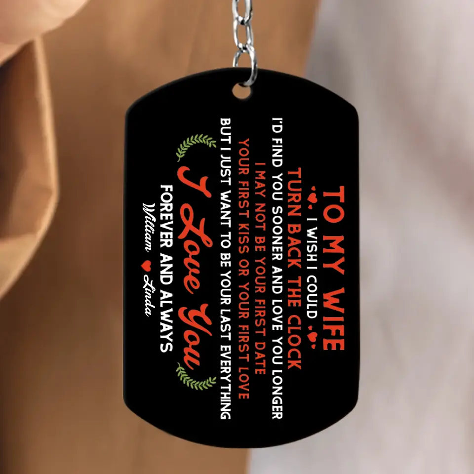 Personalized Old Couple Aluminum Keychain - Gift Idea For Couple/Husband/Wife - To My Wife I Wish I Could Turn Back The Clock