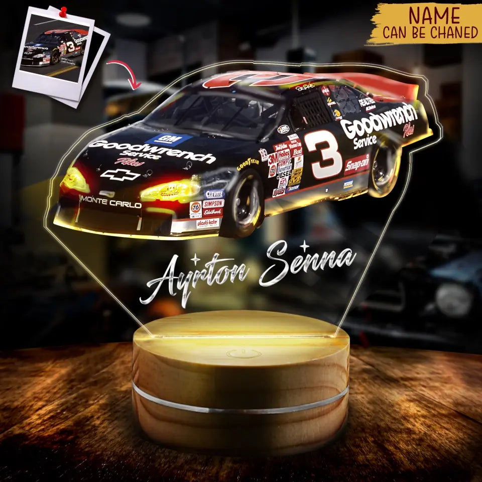 Personalized Racing Car Led Light - Gift for Car Owner/Birthday - Acrylic Car Led Night Light