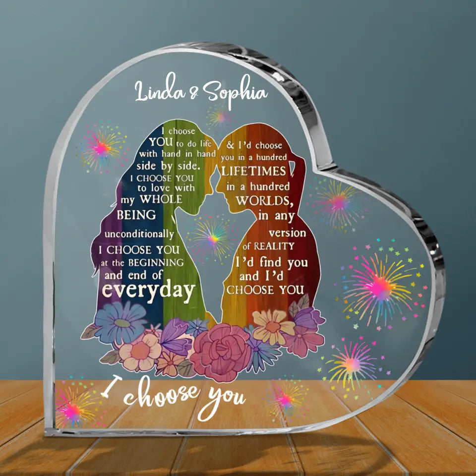 Personalized Her & Her Acrylic Plaque - Valentine's Day Gift Idea For Couple - I Choose You At The Beginning And End Of Everyday
