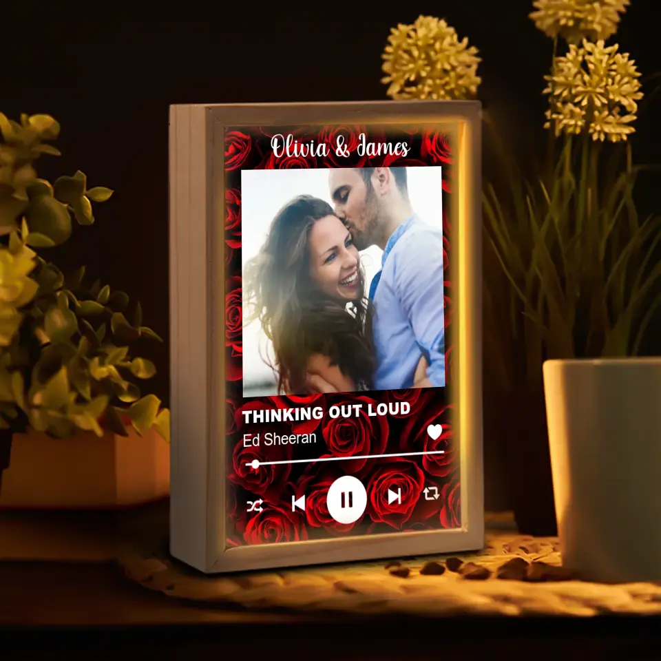Personalized Couple Favorite Song Picture Frame Light Box - Anniversary/Valentine/Christmas Gift Idea For Couple