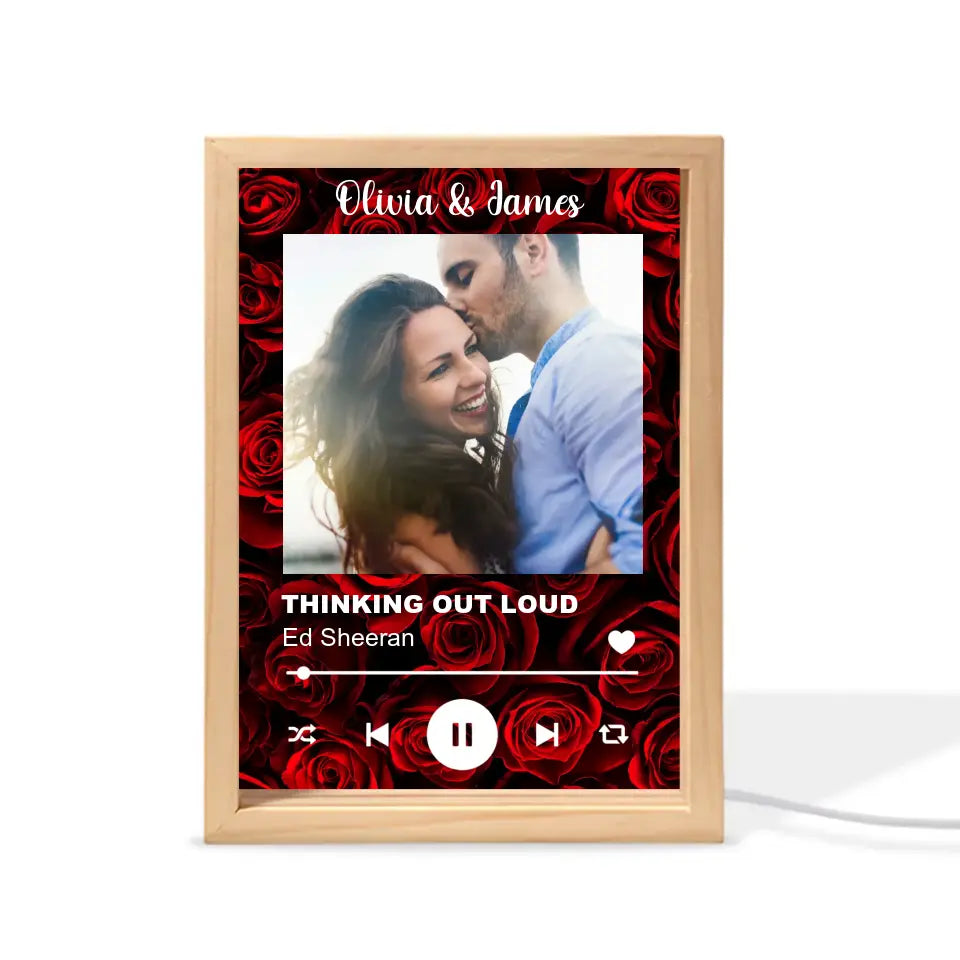 Personalized Couple Favorite Song Picture Frame Light Box - Anniversary/Valentine/Christmas Gift Idea For Couple