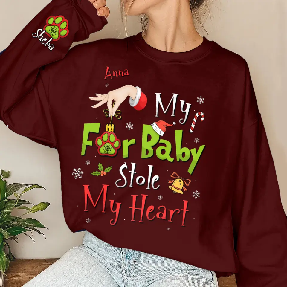 Personalized Fur Mom Sweater - Christmas Gift Idea For Pet Lover - Up to 5 Pets - My Fur Babies Stole My Heart