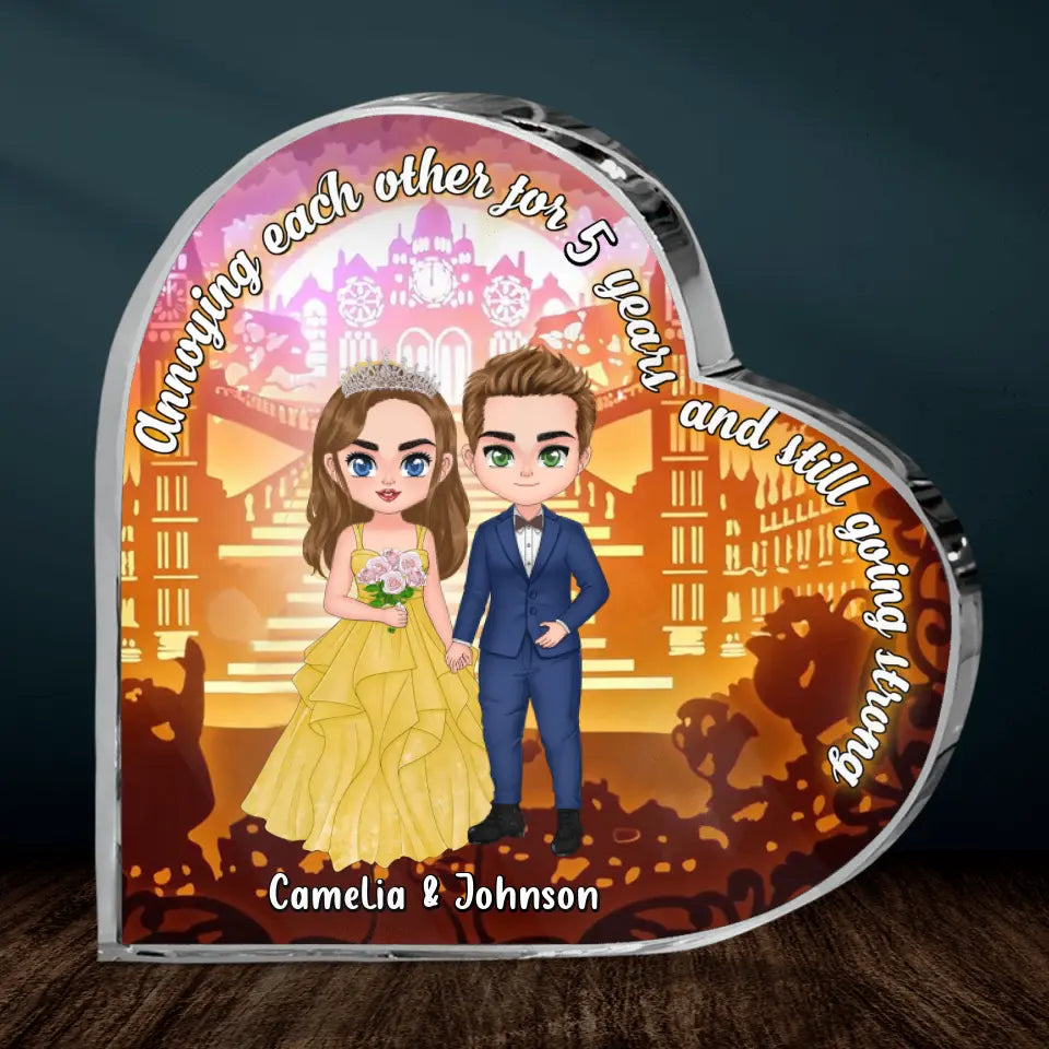 Personalized Wedding Couple Acrylic Plaque - Wedding Anniversary Gift Idea For Couple - Annoying Each Other For 5 Years And Still Going Strong