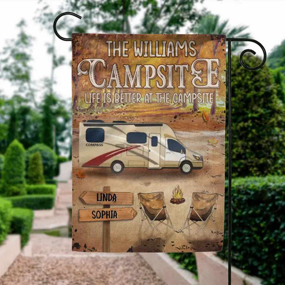 Personalized Camping Flag Sign - Best Gift For Camping Lovers - Life Is Better At The Campsite