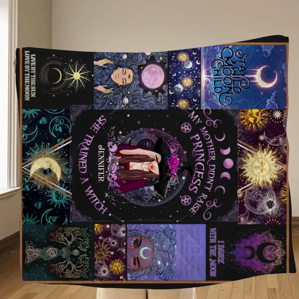 Personalized Witch Quilt/Fleece Blanket/Pillow Cover - Halloween Gift Idea For Witch Lovers - My Mother Didn't Raise Princess