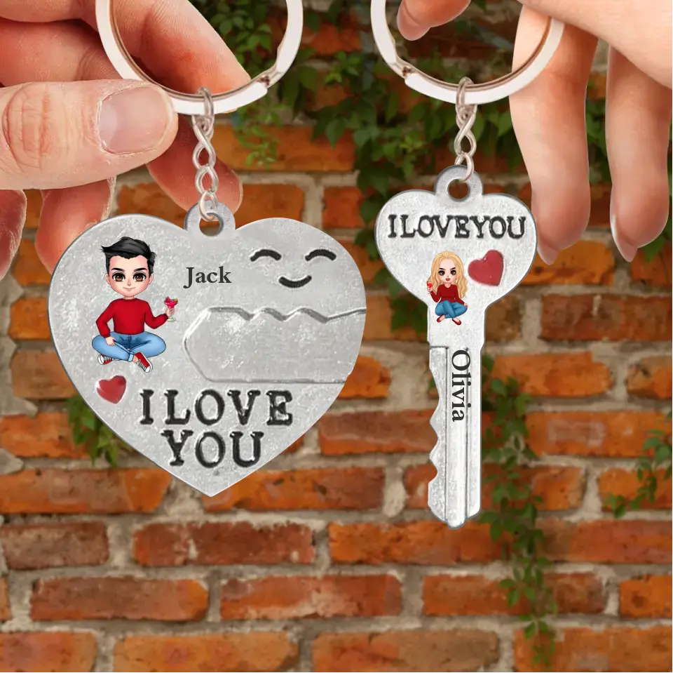 Personalized Couple Acrylic Keychains - Valentine's Day Gift Idea for Couple - I Love You