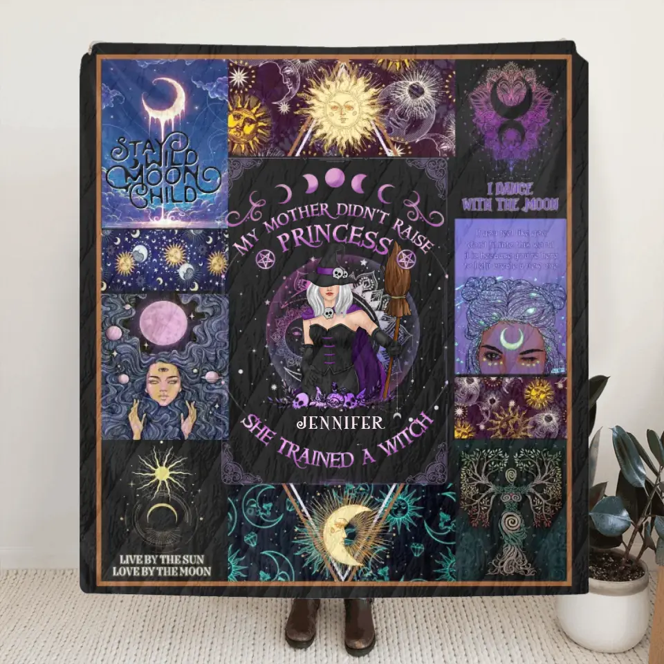 Personalized Witch Quilt/Fleece Blanket/Pillow Cover - Halloween Gift Idea For Witch Lovers - To My Daughter