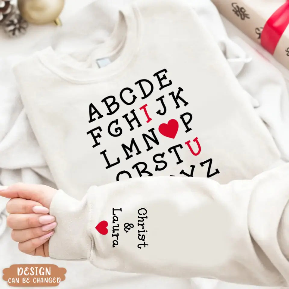 Personalized Alphabet I Love You Sweater - Anniversary/Christmas/Valentine's Day Gift Idea For Couple/Him/Her