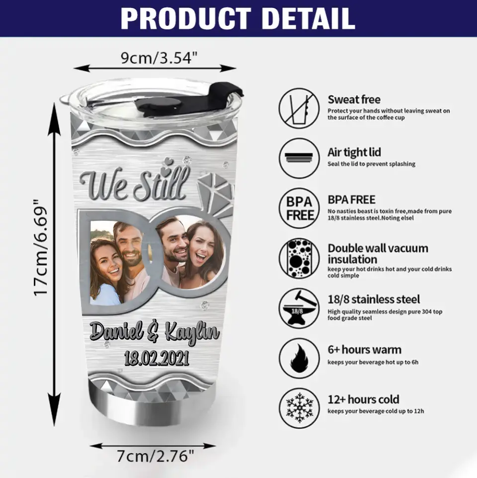 Personalized Couple Tumbler - Anniversary  Gift Idea For Couple - Upload Photo - We Still Do