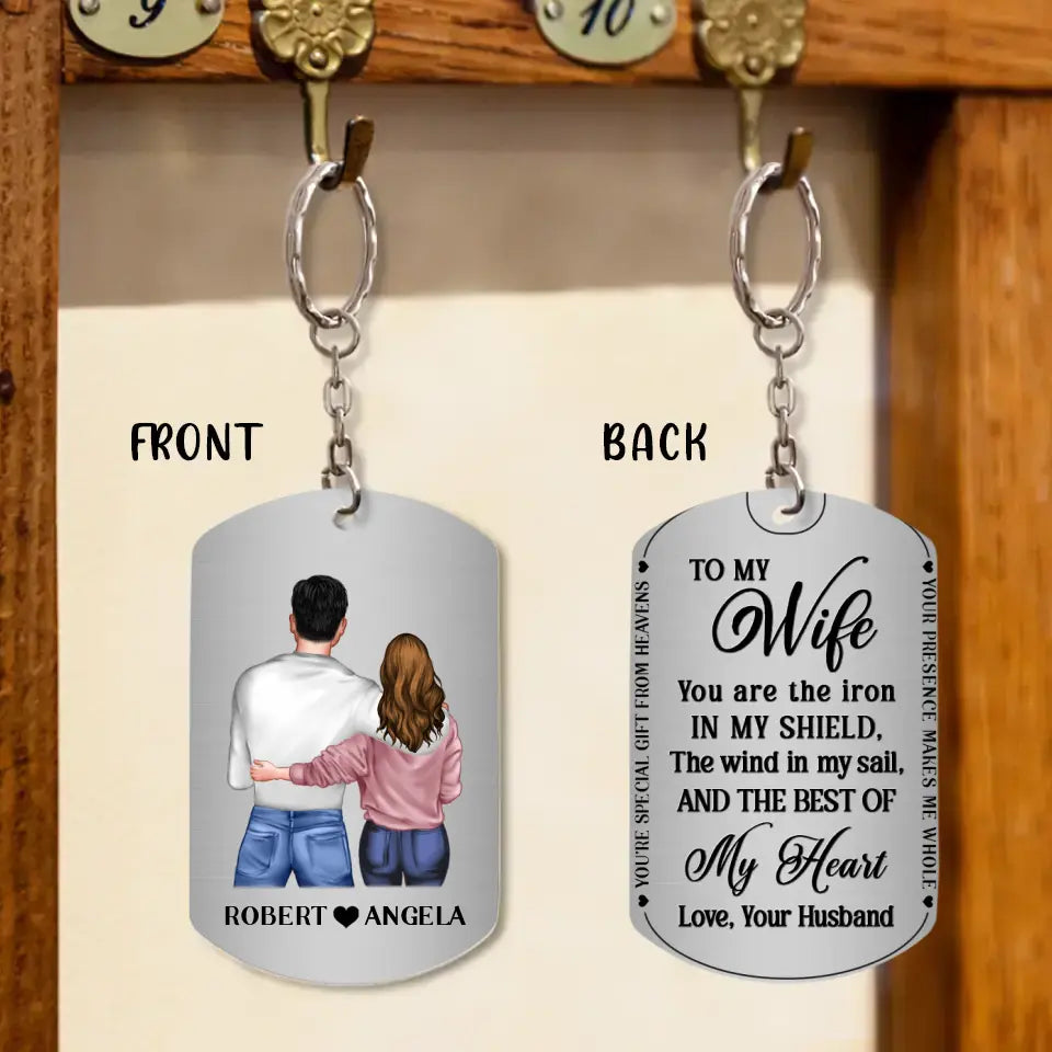 Personalized Couple Aluminum Keychain - 
 Gift Idea For Couple/Valentine's Day - You Are The Iron In My Shield