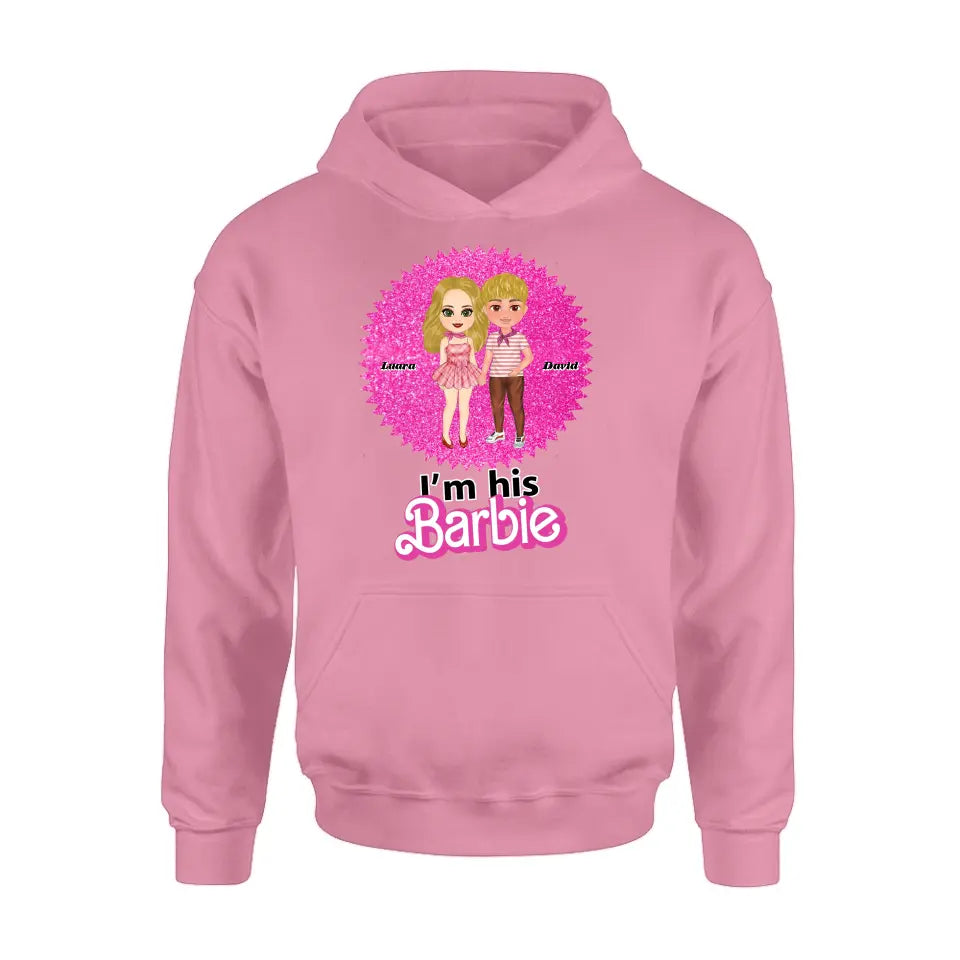 Personalized Couple Matching T-Shirt/Long Sleeve/Sweatshirt/Hoodie - Gift Idea For Couple - I'm Her Barbie