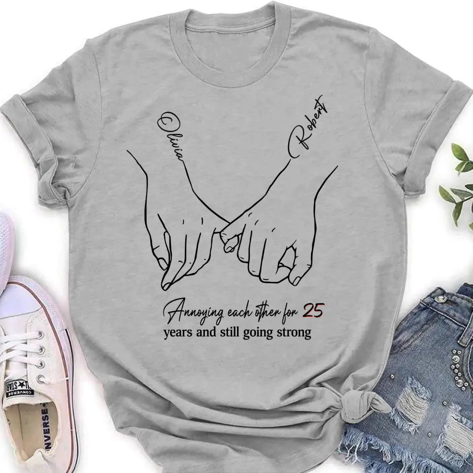 Personalized Couple Shirt/Hoodie - Gift Idea For Couple/Valentine's Day - Annoying Each Other For 25 Years And Still Going Strong