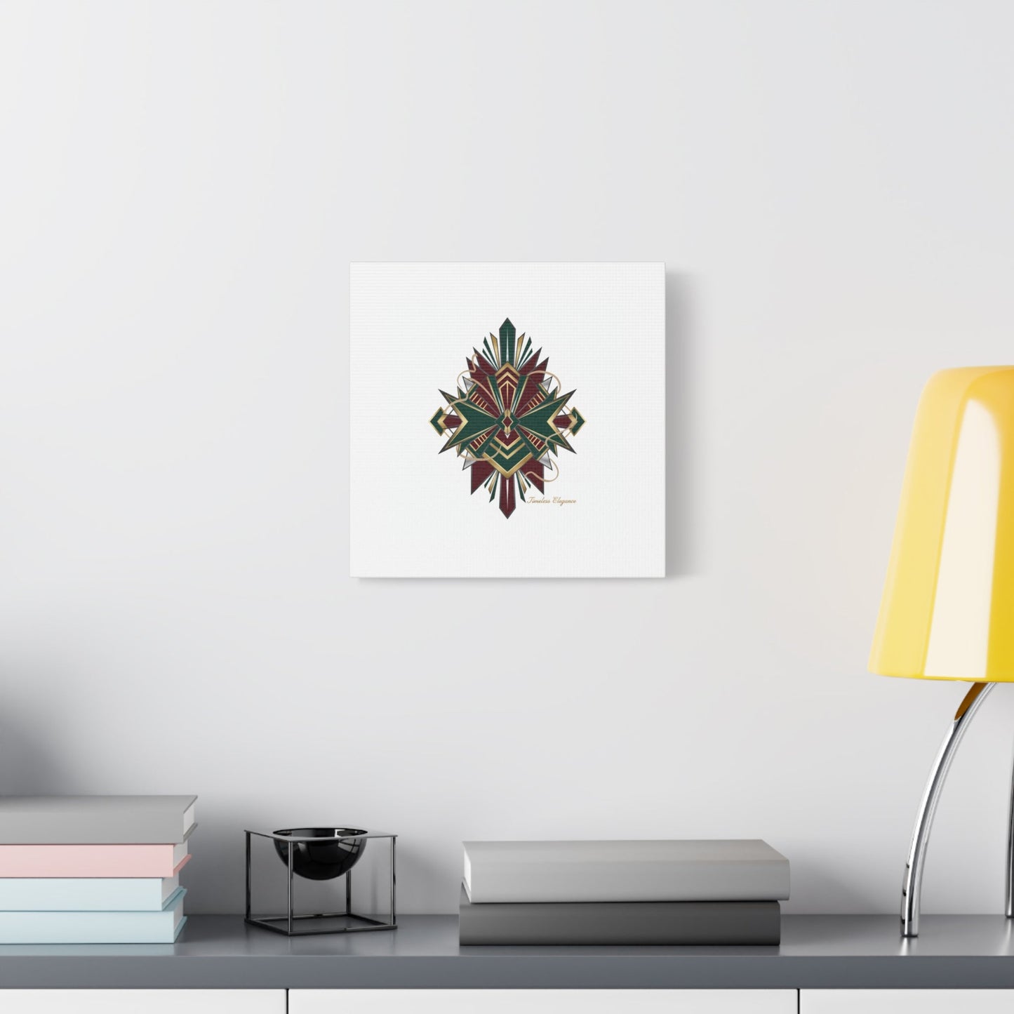 Art Deco geometric brass print Canvas | Neo-Deco chrome & gold fan motif