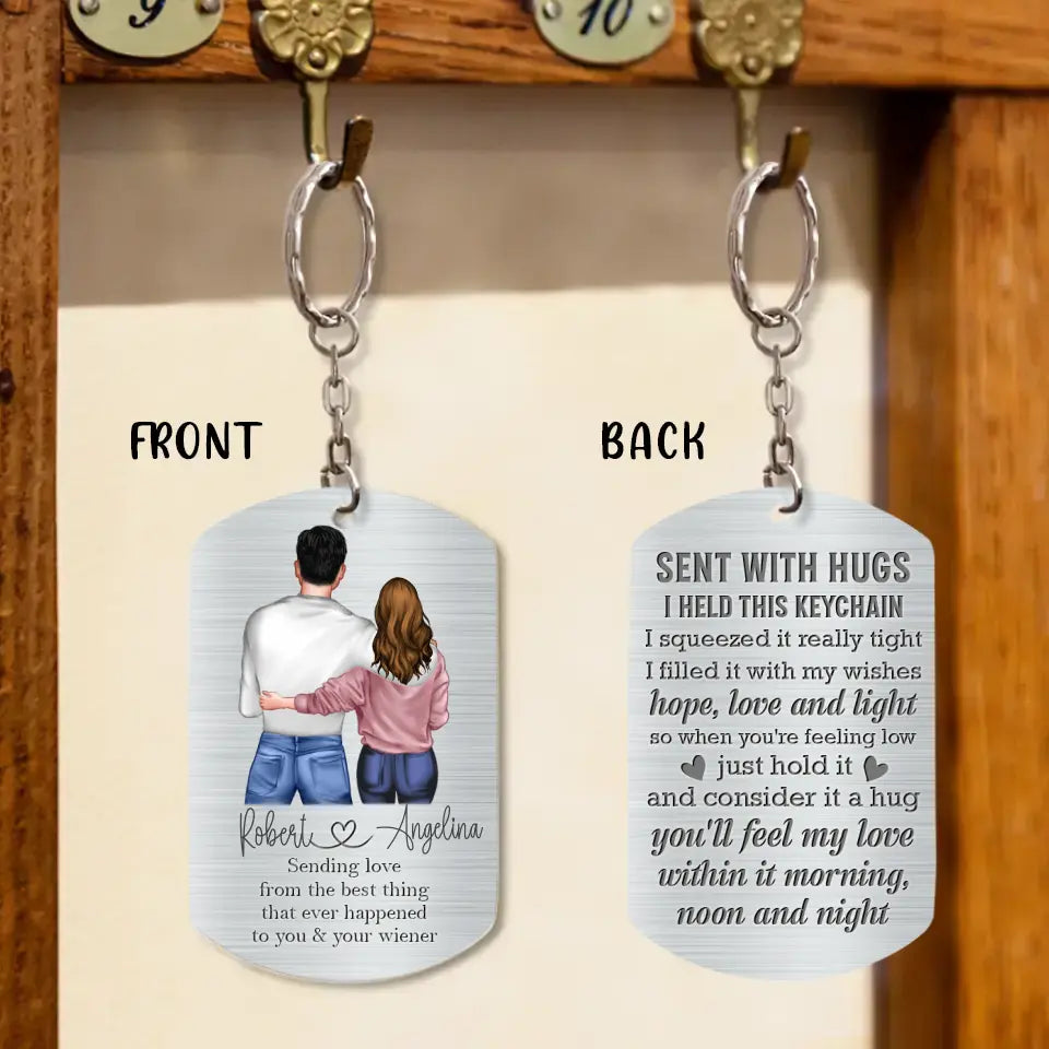Personalized Couple Aluminum Keychain - 
 Gift Idea For Couple/Valentine's Day - Sent With Hugs I Held This Keychain