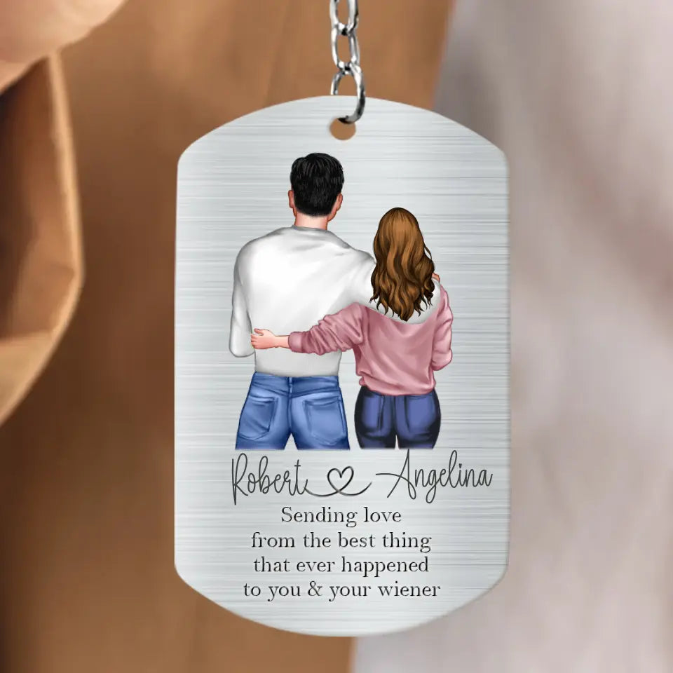 Personalized Couple Aluminum Keychain - 
 Gift Idea For Couple/Valentine's Day - Sent With Hugs I Held This Keychain