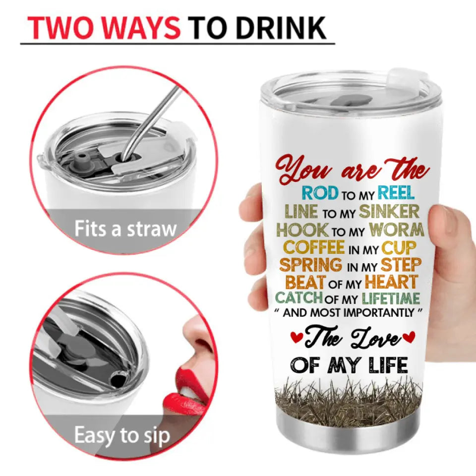 Personalized Couple Tumbler - Upload Photo - Gift Idea For Couple/Him/Her/Fishing Lover - Your Are The Rod To My Reel