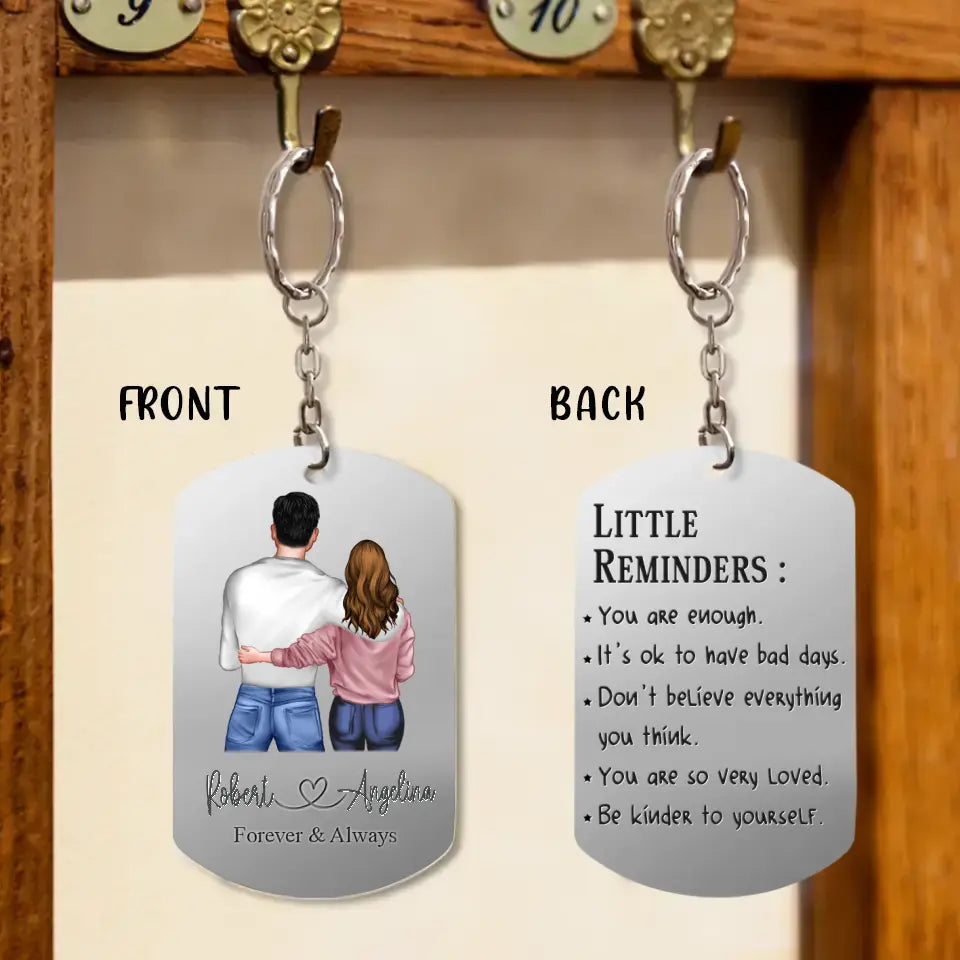 Personalized Couple Aluminum Keychain - 
 Gift Idea For Couple/Valentine's Day - Little Reminders You Are Enough